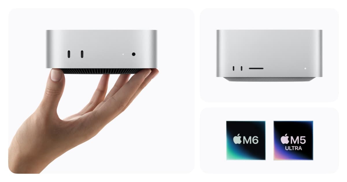 El nuevo Mac mini junto al nuevo Mac Studio sobre un escritorio